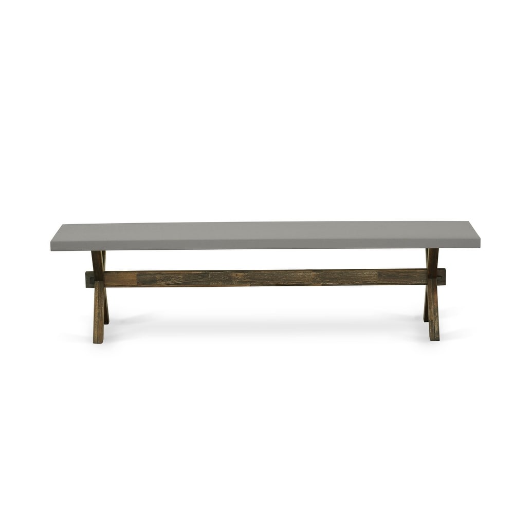 East West Furniture X Style Modern Dining Bench with Wooden Seat(Finish Options)