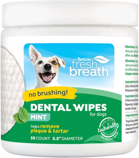 TropiClean Fresh Breath Mint Dog Dental Wipes