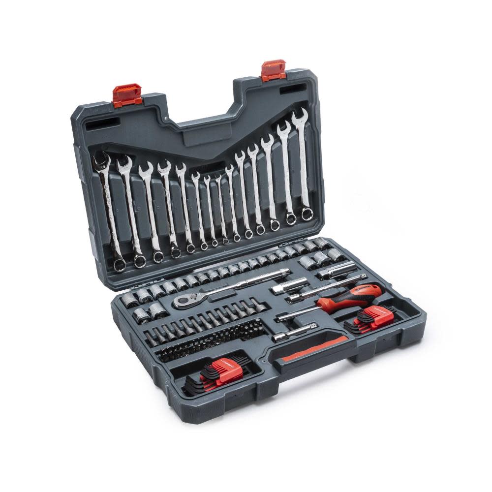 128 Pc 3/8 Drive 12 Point Standard SAE/Metric Mechanics Tool Set