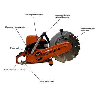 ECHO 14 in. 73.5 cc 2-Stroke Gas Concrete Masonry Pro Cut-Off Saw with Decompression Valve and Abrasive Blade and Water Valve CSG-7410-14