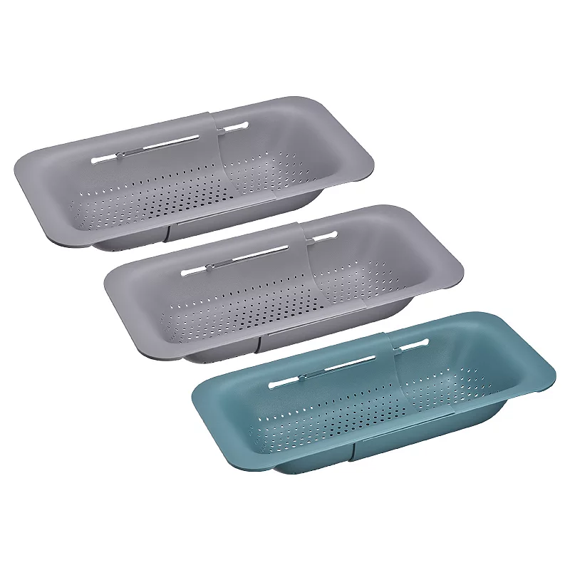 Collapsible Colander Kitchen Over the Sink Drain Strainer Set， 3 Pcs