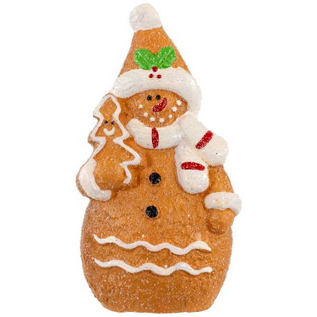 Frosted Gingerbread Snowman With Cookie Tree Christmas Figurine