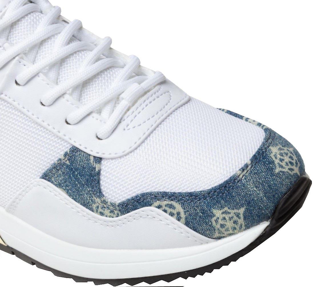 Guess Metz White Denim Womens Leather Trainers