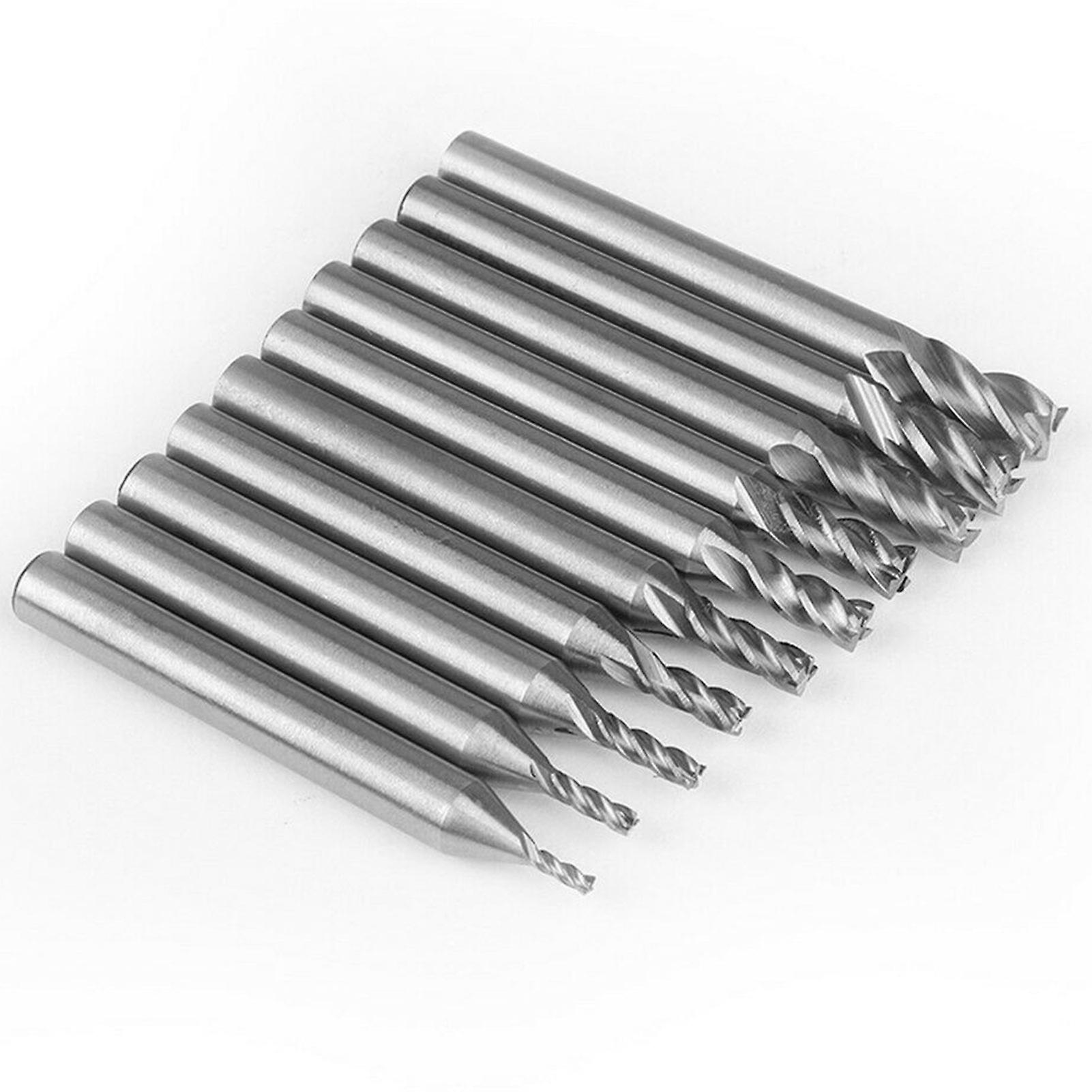 10pcs 4-flute End Mill Bits High-speed Steel Straight Shank Drill Bits Milling Cutter For Aluminum Steel