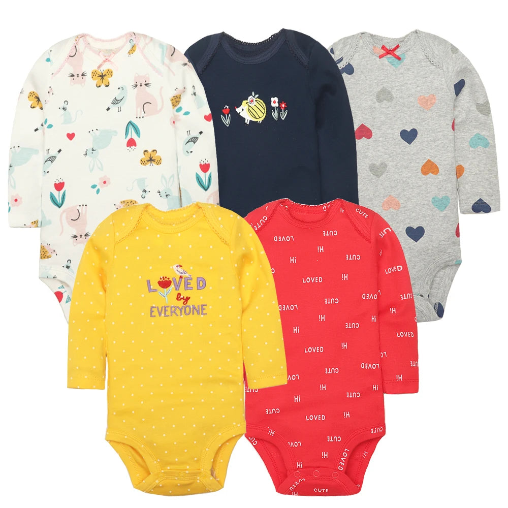 5PCS/Lot Newborn 100% Cotton Cartoon Baby Boys Clothes Bodysuits Girls Clothing Baby Girls Clothes Roupas de bebe 6-24 Month