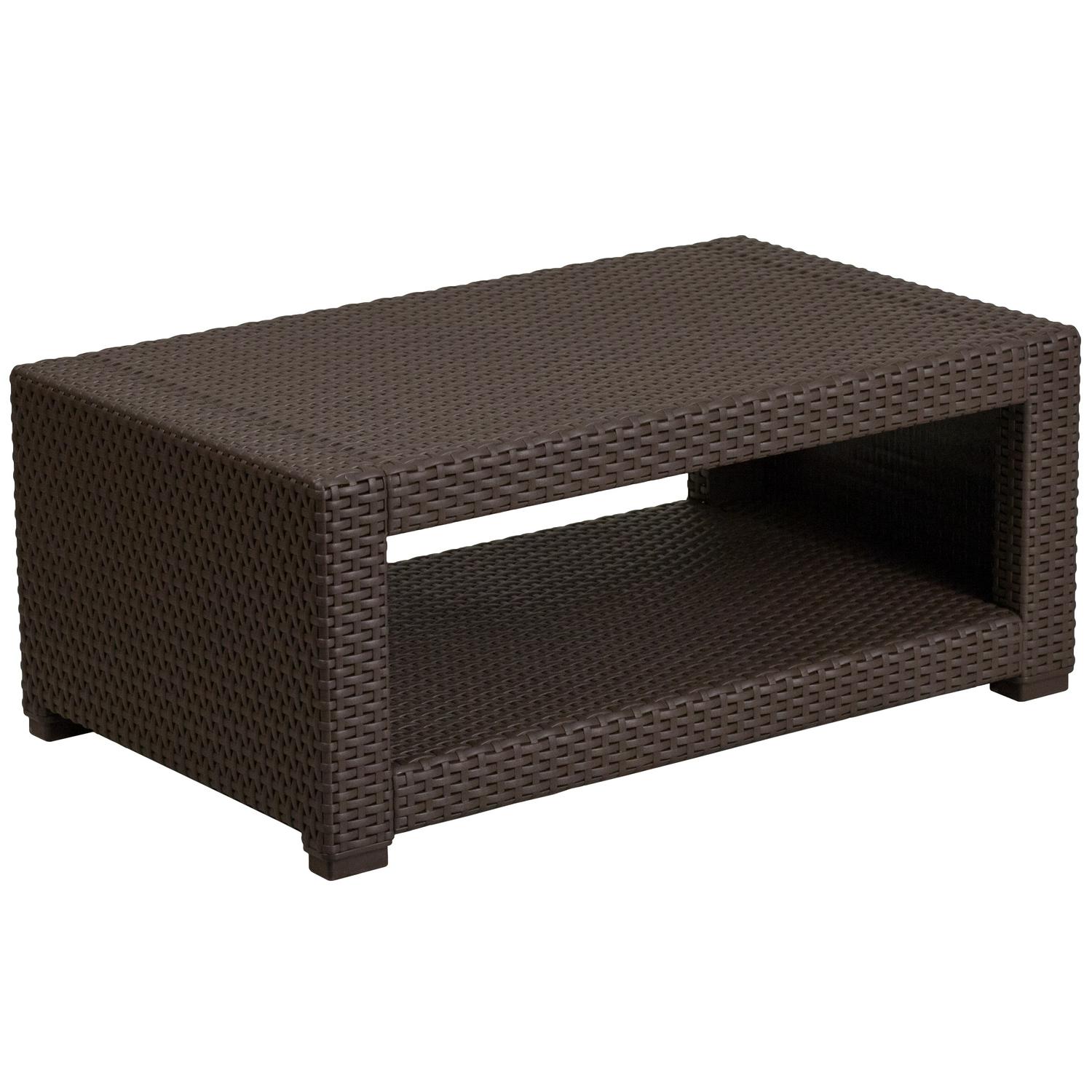 Flash Furniture Chocolate Brown Faux Rattan Coffee Table