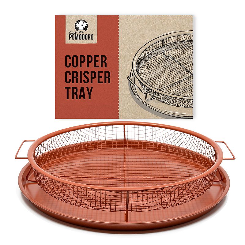 Chef Pomodoro Copper Crisper Tray， Deluxe Air Fry In Your Oven， 2-piece Set (round - Large)