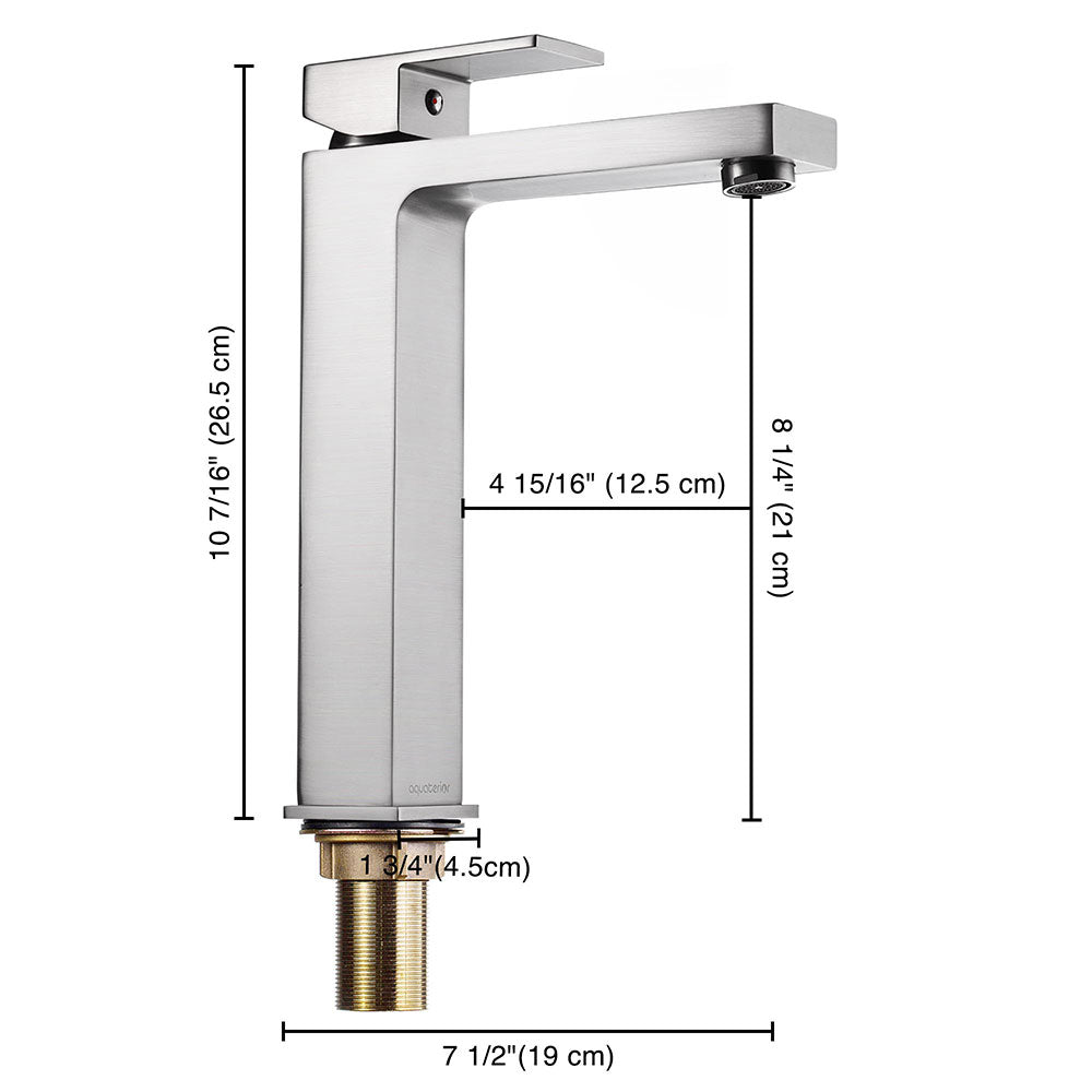 Aquaterior Bathroom Vessel Faucet Square Cold & Hot 10.4