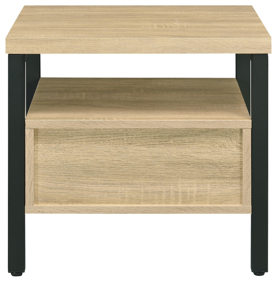 Yawan Accent Table  Oak and Black Finish   Transitional   Side Tables And End Tables   by Acme Furniture  Houzz