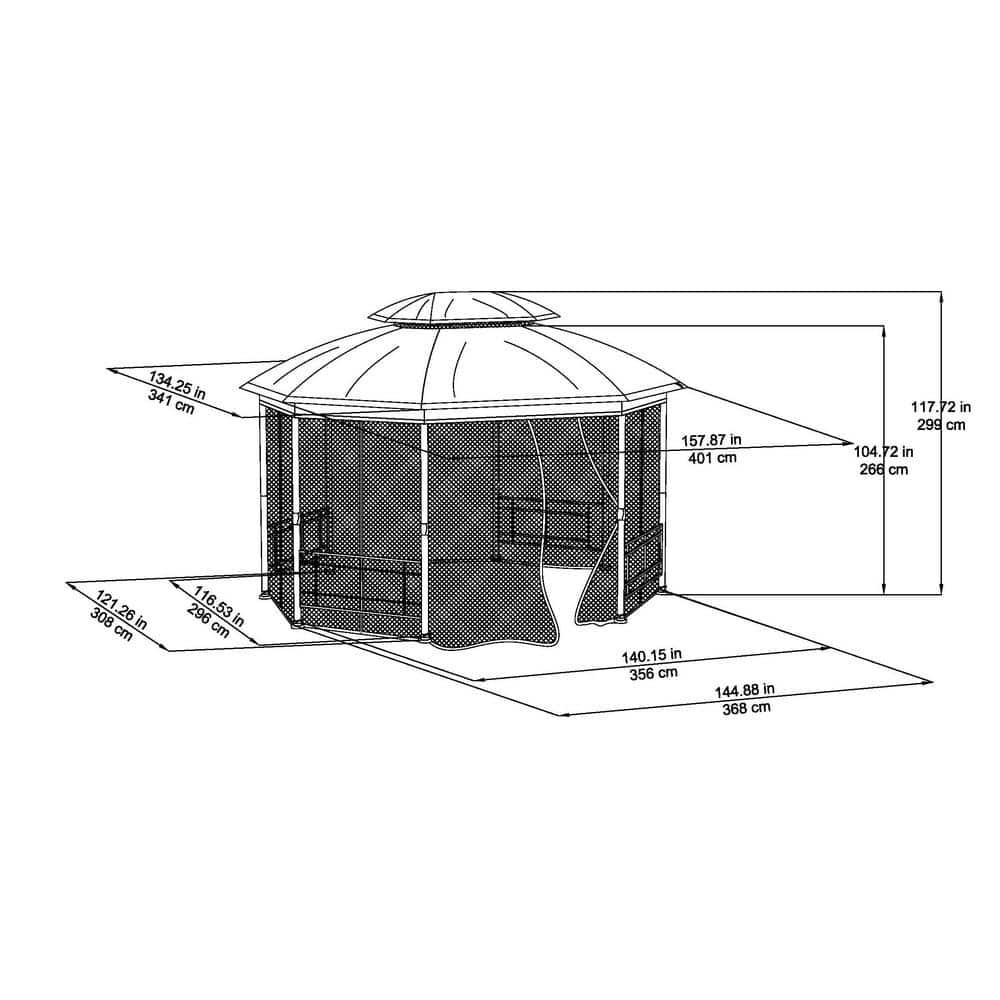 Hampton Bay Seagrove 12 ft x 10 ft Octagonal Steel Frame Gazebo with Tan Canopy