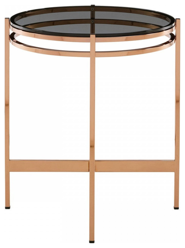 Nikky Modern Smoked Glass and Rosegold Small End Table   Modern   Side Tables And End Tables   by Virgil Stanis Design  Houzz