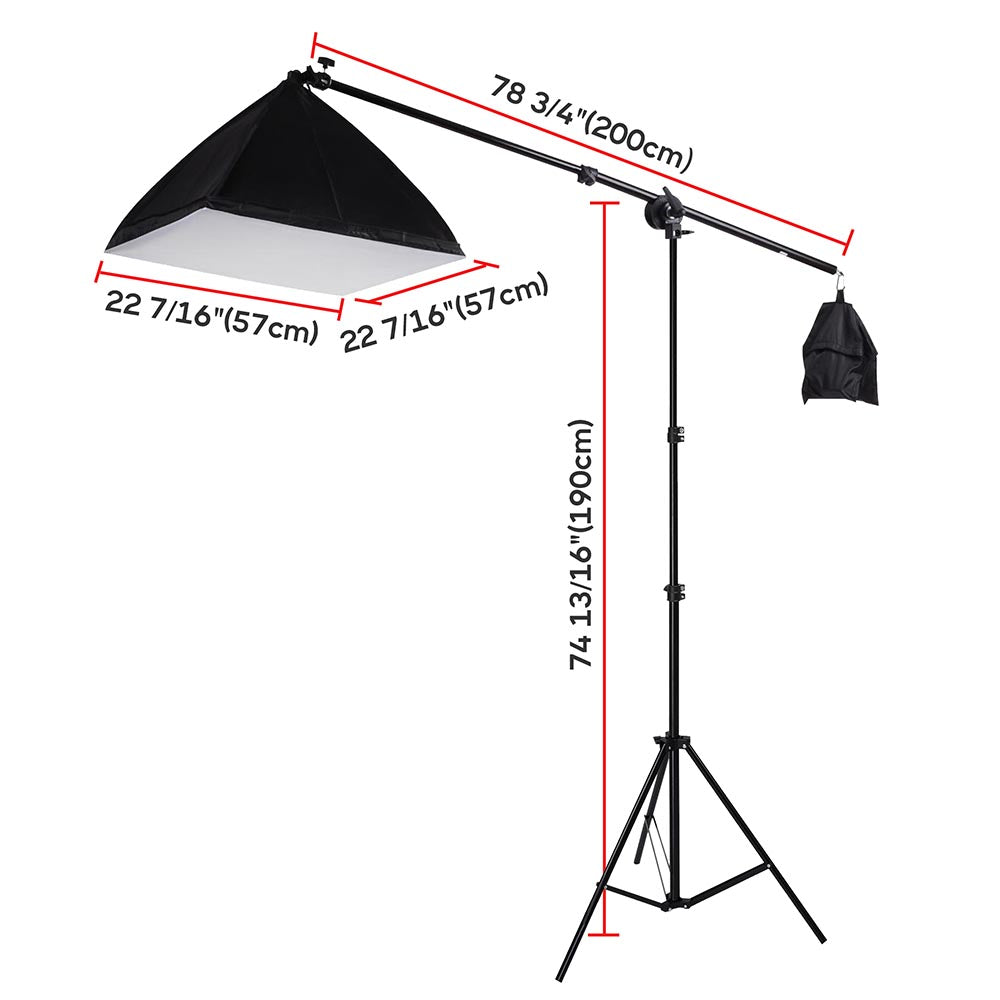 Yescom Photography Studio Kit 3 Softbox Lighting Boom Arm Stand