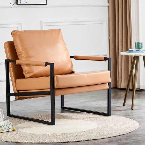 Accent Arm Chair with Metal Frame Extra-Thick Padded Backrest and Seat Cushion Sofa Chairs for Living Room