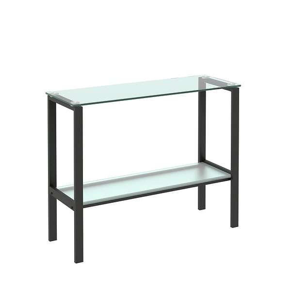 Console Table Double Layer Tempered Glass Tea Table