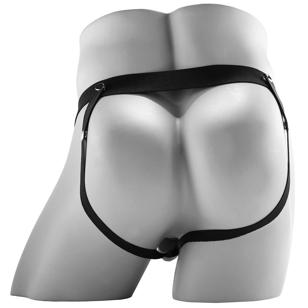 9 Inch Hollow Squirting Strap-On with Balls in Vanilla