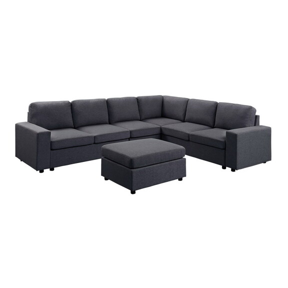 Casey Modular Sectional Sofa with Ottoman in Dark ...