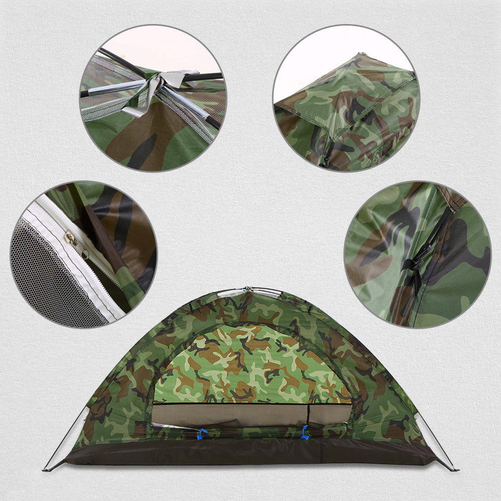 Camping Tent for 1 Person Single Layer Outdoor Portable Camouflage Travel Beach Tent