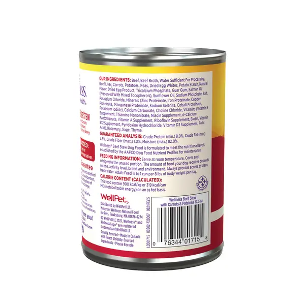 Wellness 12.5 oz Beef Stew Thick and Chunky Natural Grain Free Canned Dog Food