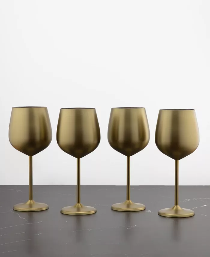 Cambridge 18 Oz Gold Stainless Steel White Wine Glasses Set of 4