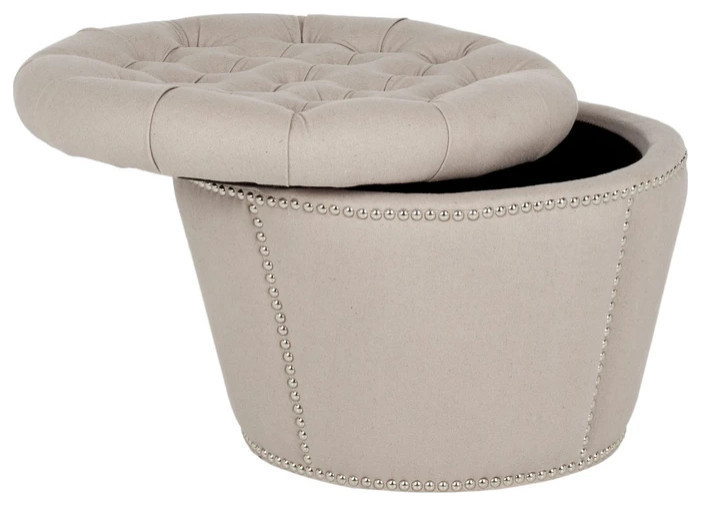 Sadie Ottoman  Silver Nail Heads Taupe   Transitional   Footstools And Ottomans   by Rustic Home Furniture Deco  Houzz