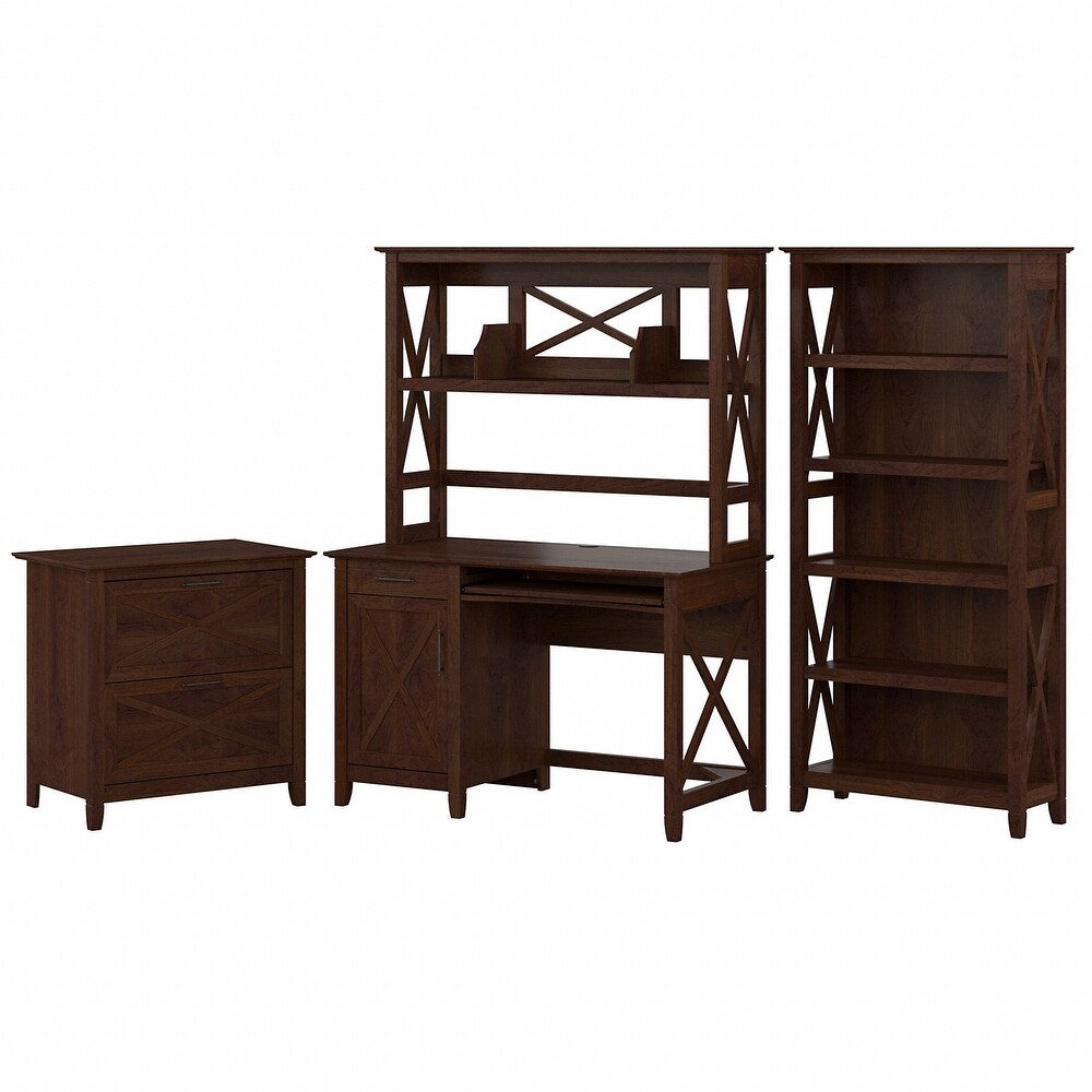 Key West Small Computer Desk with Hutch and Storage by Bush Furniture