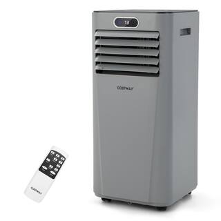 Costway 10000 BTU(ASHRAE) 6000 BTU(DOE) Portable Air Conditioner Cools Sq. Ft. with Dehumidifier Fan Mode Remote Control in Gray FP10120US-GR