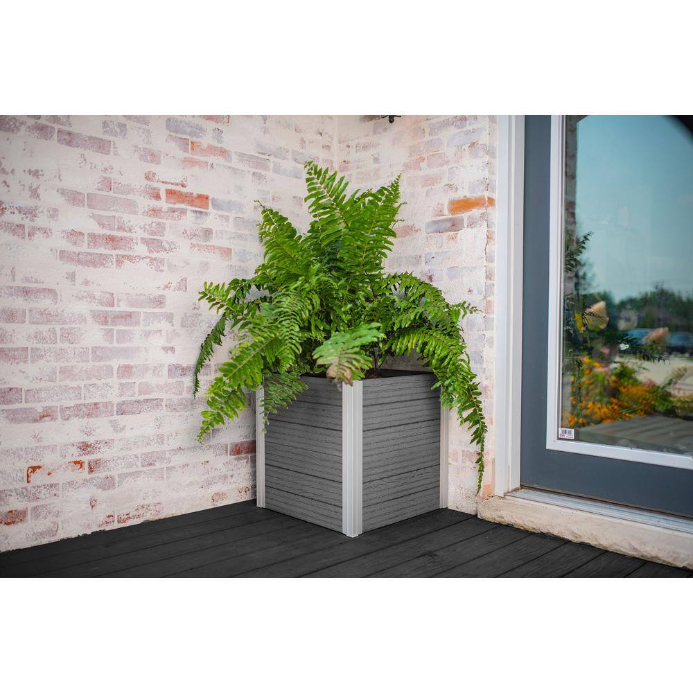 New England Arbors Vita Urbana 22quotL x 22quotW x 22quotH Vinyl Cube Planter Slate Gray VT17611 VT17611