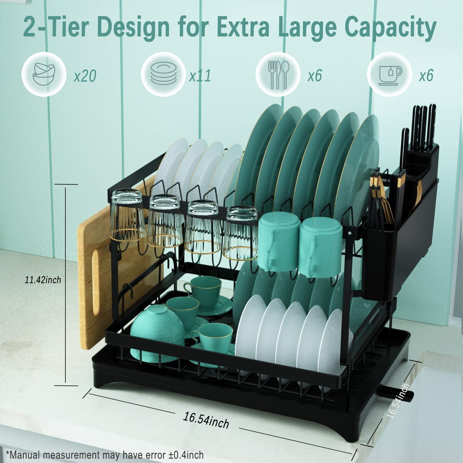 Dish Drying Rack with Drain Tray