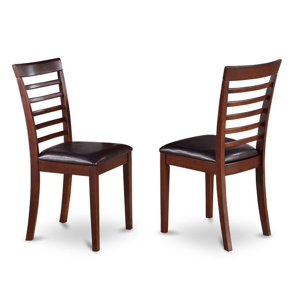 Milan Modern Mahogany Finish Kitchen Chairs with Ladder Back Style - Set of 2 (Seat's Type Options)