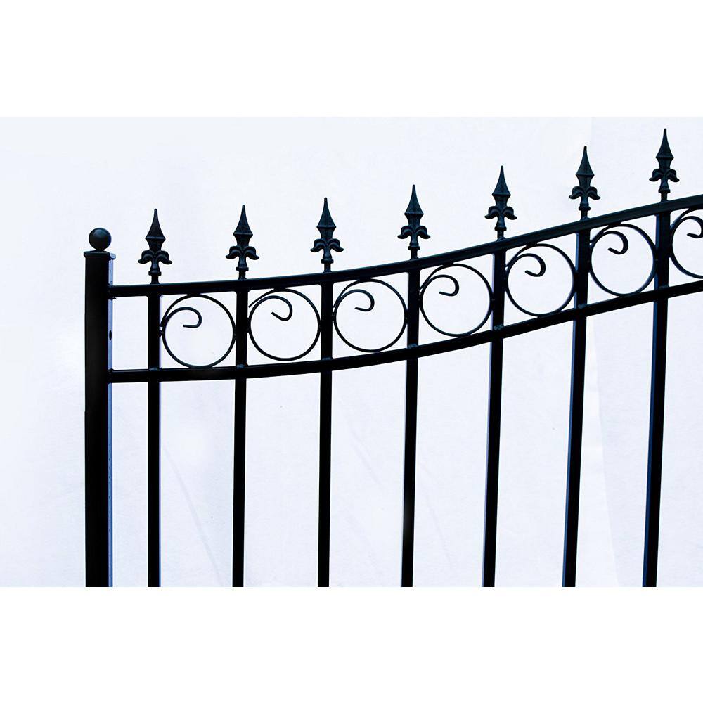 ALEKO London Style 12 ft. x 6 ft. Black Steel Single Slide Driveway Fence Gate DG12LONSSL-HD