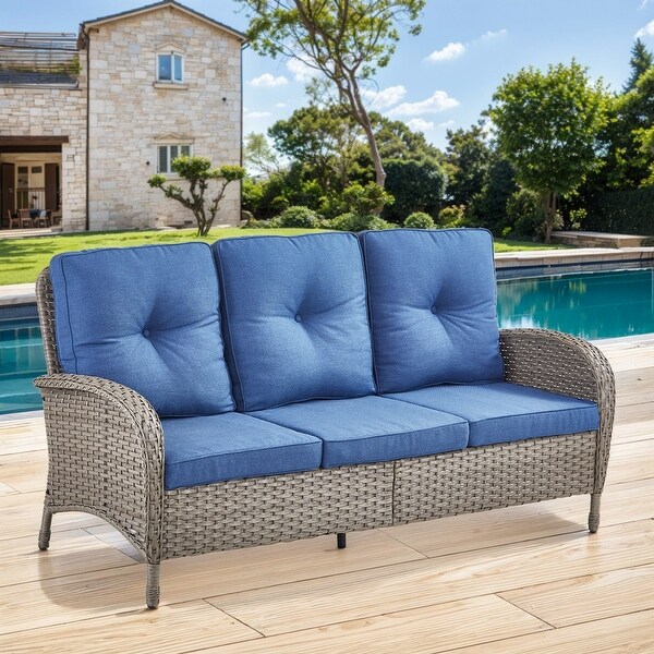 Gymojoy 3Seat Outdoor Wicker Sofa with Professional Outdoor Cushions