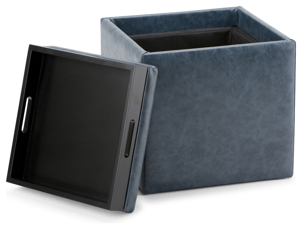 Rockwood Cube Storage Ottoman with Tray   Contemporary   Footstools And Ottomans   by Homesquare  Houzz