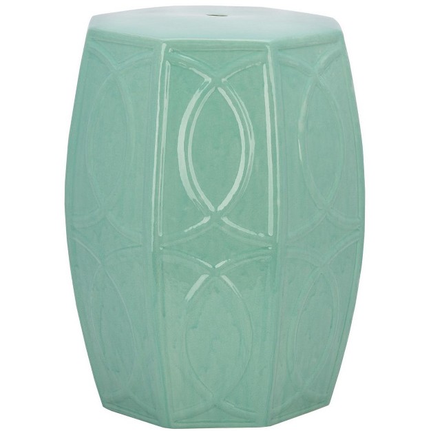 Kameko Ceramic Garden Stool Blue Safavieh