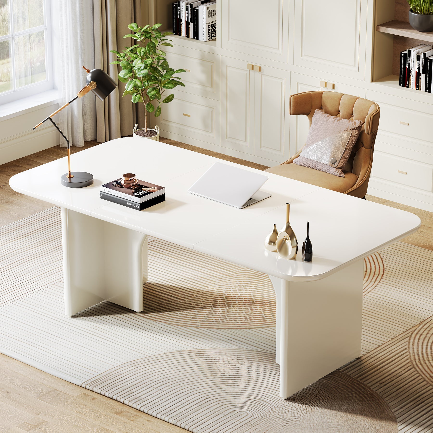 63-Inch Executive Desk, Modern Computer Desk with Arch Design Legs