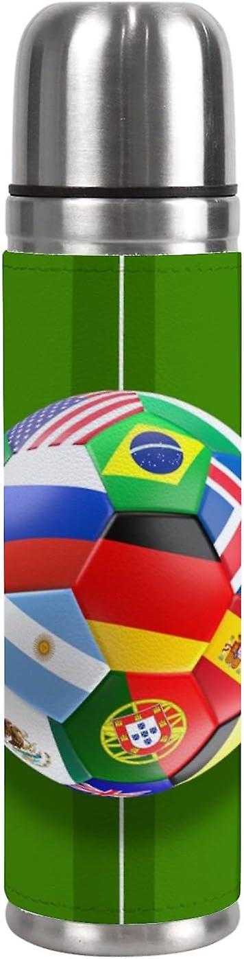 Insulated Mug Stainless Steel Water Bottle Soccer Ball With Russia Flag Vacuum Cup Travel Mug For School Office