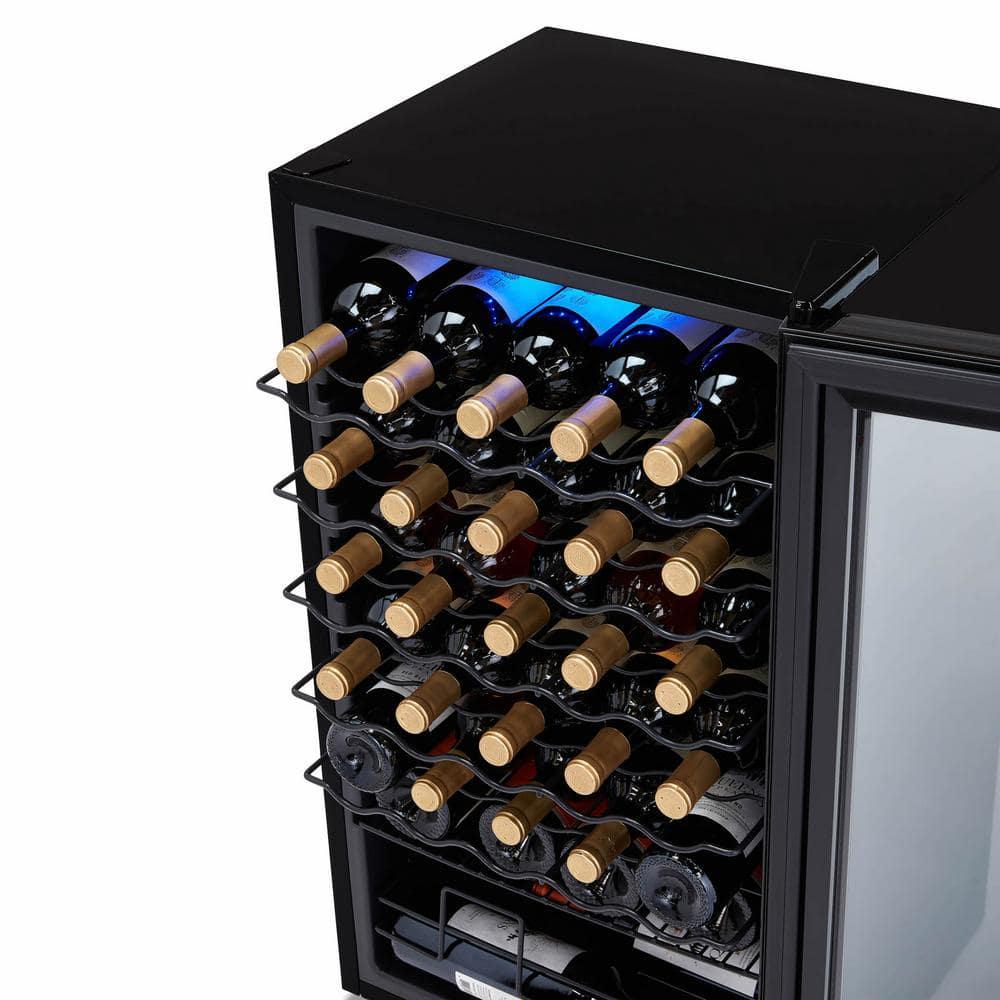 NewAir Shadow Wine Cooler Refrigerator 34 Bottle Freestanding Mirrored Wine Fridge with DoubleLayer Tempered Glass