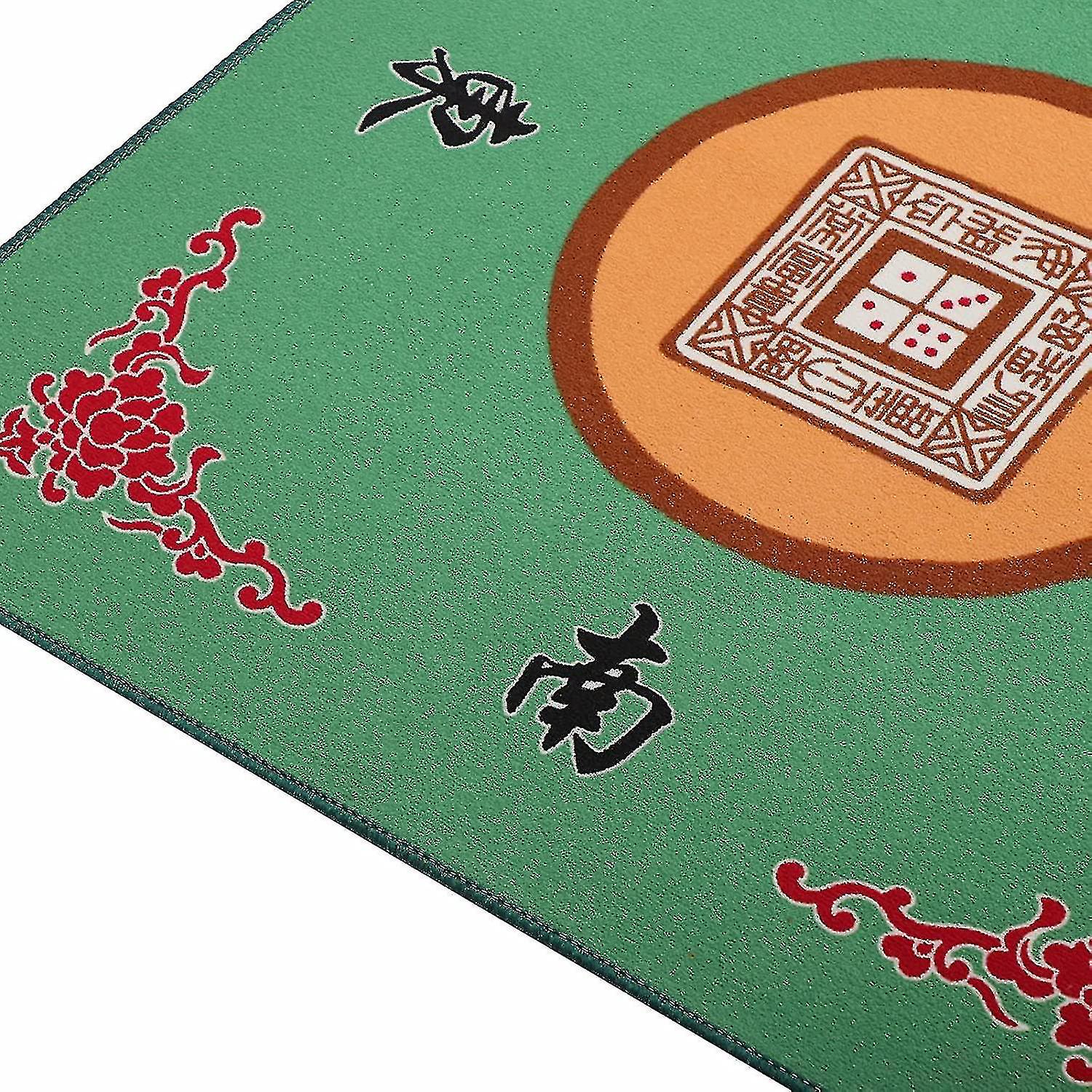 Mahjong Mat With 3 Free Dice For Chinese Board Games Non-slip Mat 60*60cm - Green