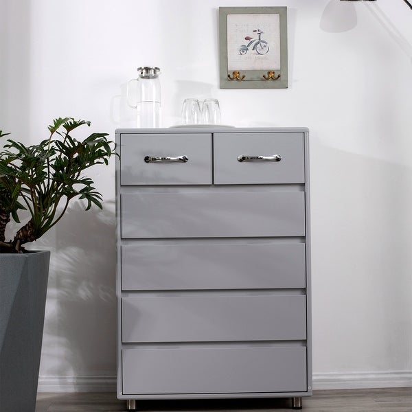 Six drawer side table-white