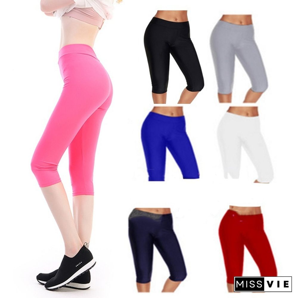 Women's Workout Capri Pants Leggings Yoga Shorts Fitness Exercise Running Tight Shorts