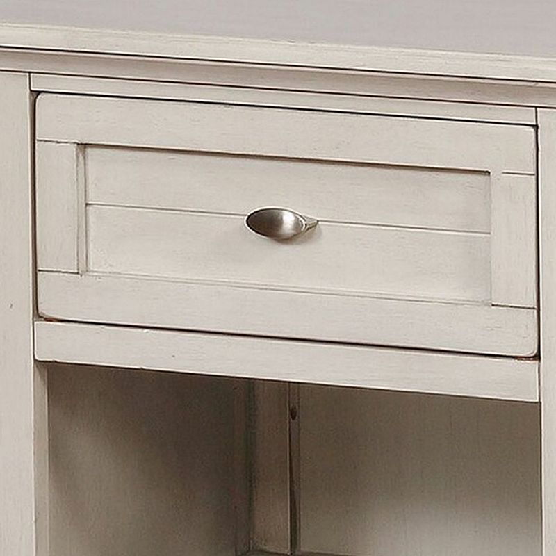 Nightstand with Plank Front Drawer and 1 Open Shelf， White