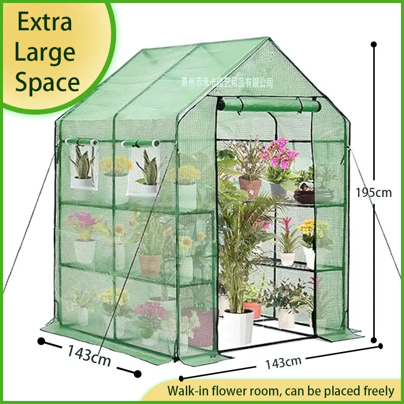 Walk in 57 x 57 x 77 Inch Greenhouse with  3 Tier 8 Shelves Windows  Anchors  Plant Garden HouseInsulation Greenhouse