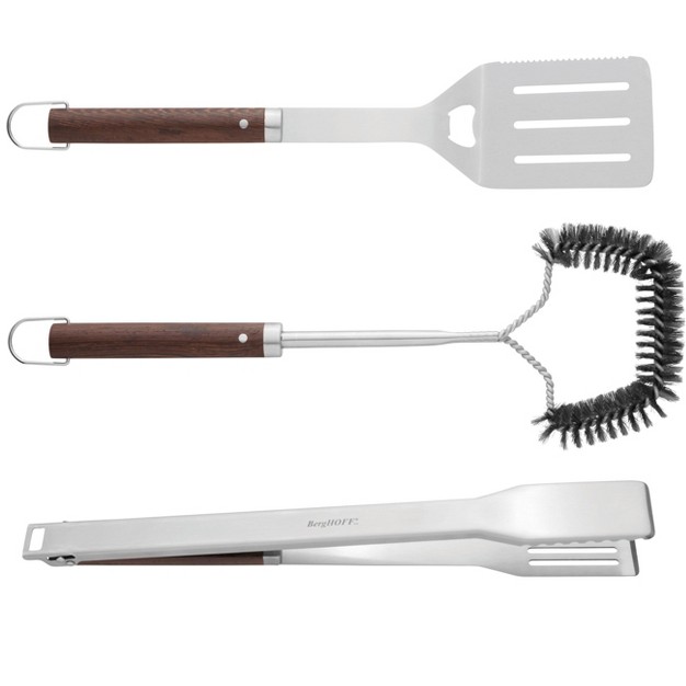 Berghoff Essentials 3pc Bbq Tool Set Wood Handle