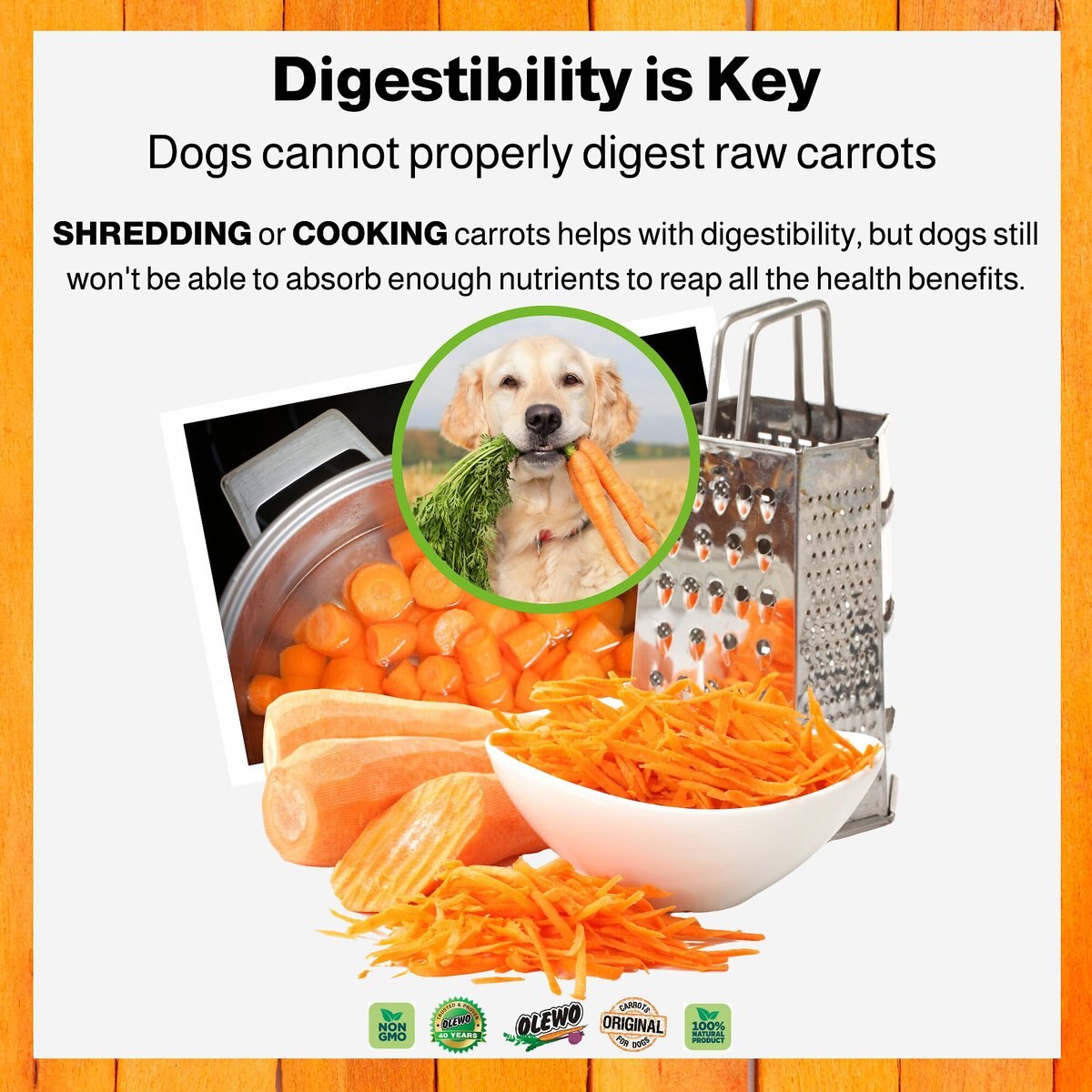 Olewo Digestive Health and Anti-Diarrhea Dehydrated Carrots Dog Food Topper