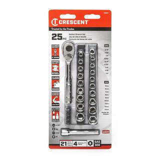 Crescent 14 in. Drive 6-Point Standard SAEMetric Mechanics Tool Set (25-Piece) CSWS1C