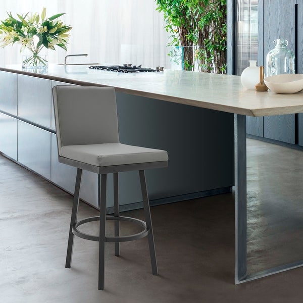 Gem Counter or Bar Stool in Faux Leather and Metal