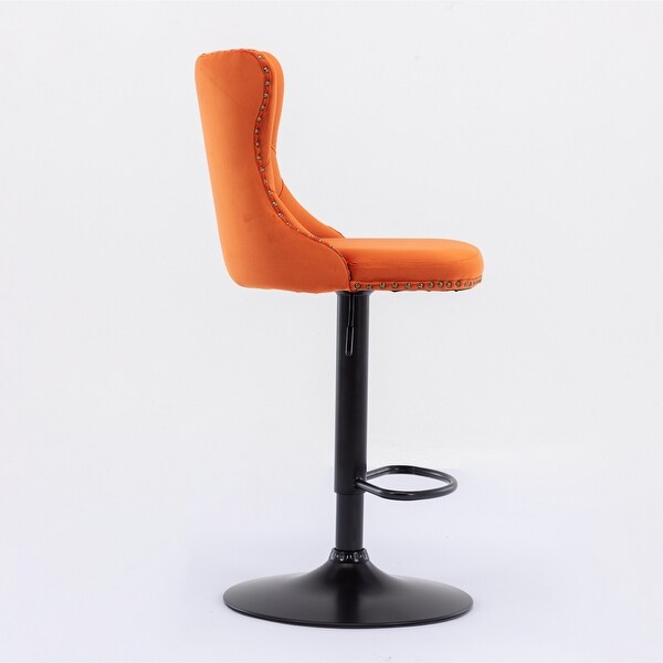 Modern Set of 2 Swivel Velvet Barstools