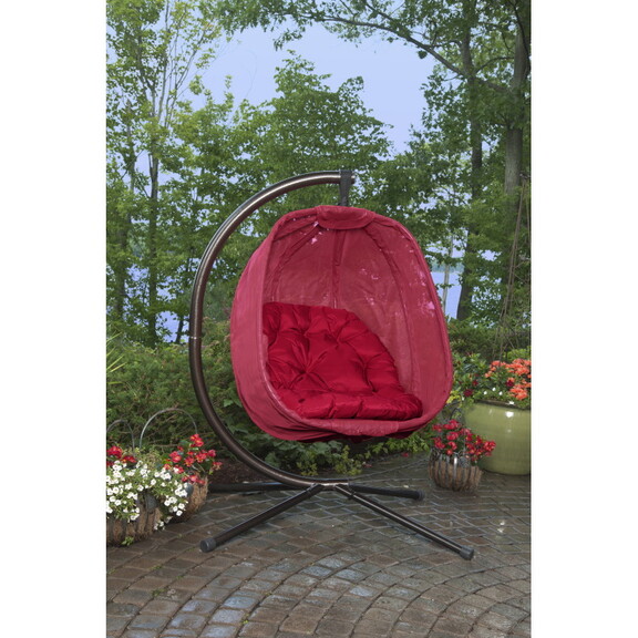 66 H x 34 W x 43 D Outdoor Red Hanging Egg Patio C...