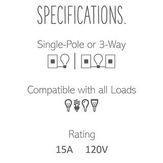 Legrand adorne Paddle 15 Amp Single Pole3-Way Decorator Switch with Wall Plate Magnesium ASPD1532M4WP