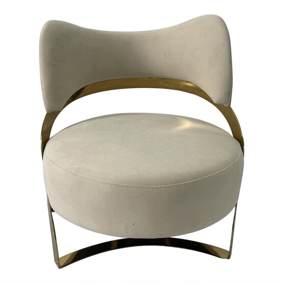 Light Beige and Gold Sofa Chair B030131461