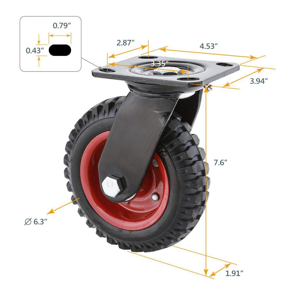 POWERTEC 6-14 in. Swivel Heavy-Duty Industrial Caster 17050